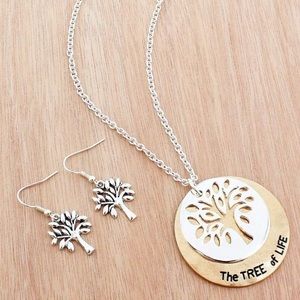 Two-Tone Cut-Out Tree of Life Layered Disk Pendant